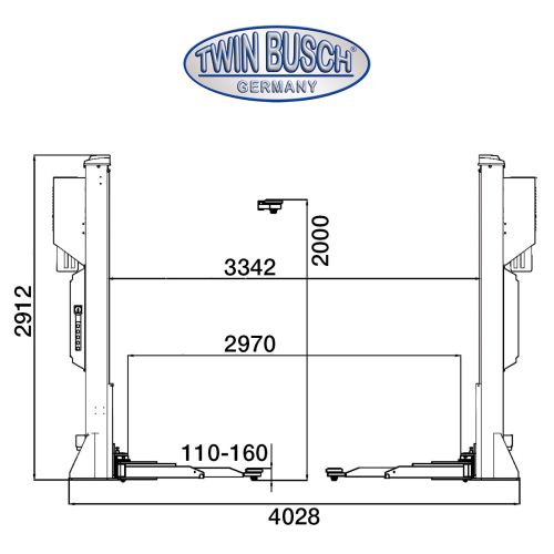 Ponte sollevatore a 2 colonne 5.0 t - Transito accessibile - HEAVY LINE - GREY-Line